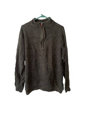 Woolrich Mens XL Half-Zip Pullover Sweater 100% Cotton Gray Long Sleeve